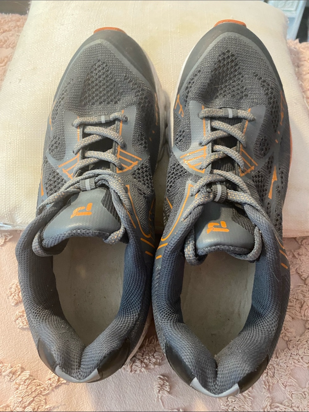 Propet Gray Athletic Running Shoes with Orange Accents
